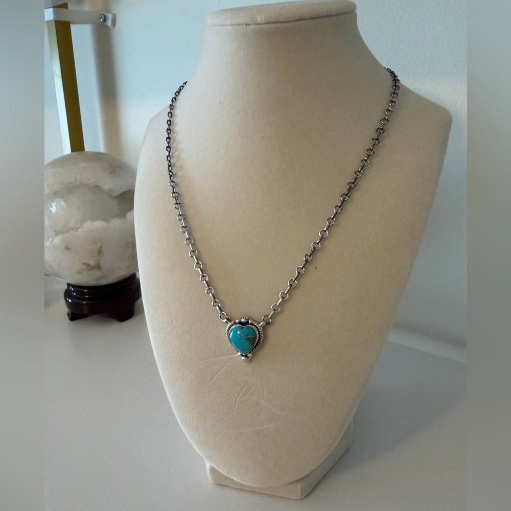 Turquoise & Sterling Silver Heart Pendant